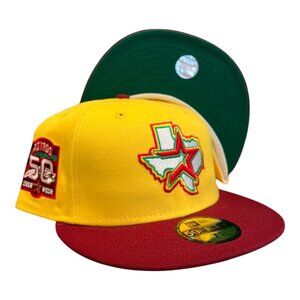 New Era Houston Astros 59FIFTY Fitted Hat Hot Sauce Pack 50th Year Patch